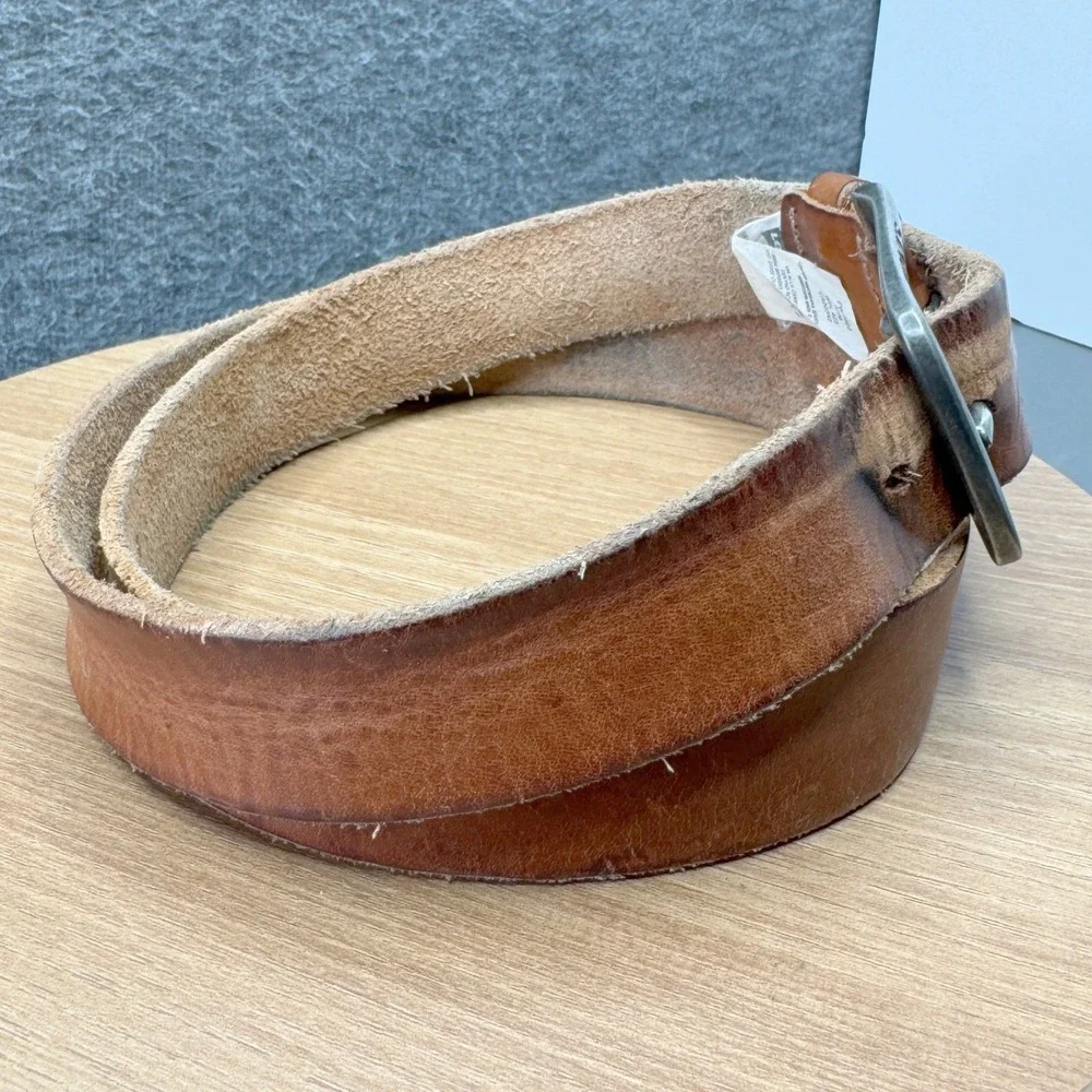 Levi's Brown Leather Belt Full Grain Silver Buckle Mens Sz 42 Distressed Trashed